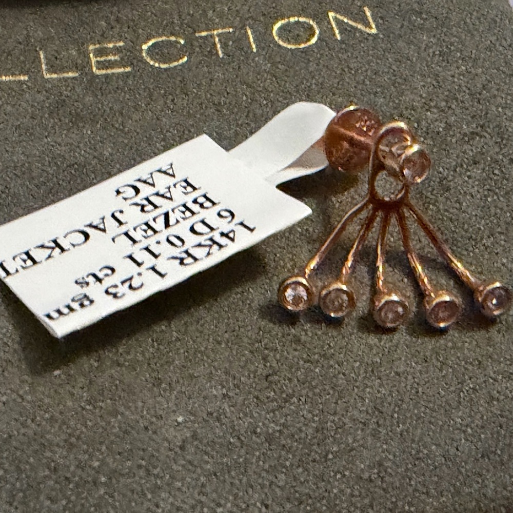 New with Tags EF Collection  14 Carat Rose Gold Diamond  Single Earring - Picture 4 of 5